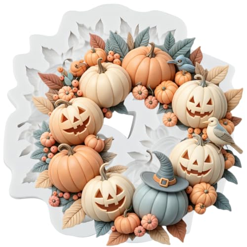 Halloween Pumpkin Wreath Silicone Mold with Variation M - Fall Decor