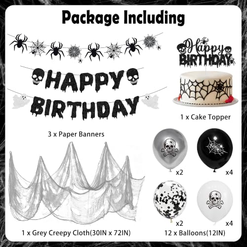 Halloween Birthday Party Decorations Set with Banners Balloons & Creepy Cloth