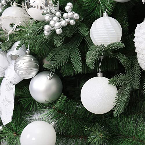 Christmas Ball Ornaments 16 Pack - Shatterproof Large Hanging Xmas Decorations, White, 3.15"