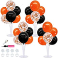 Balloon Stand Set for Table Centerpieces - Black & Orange, 4 Pieces with Balloons