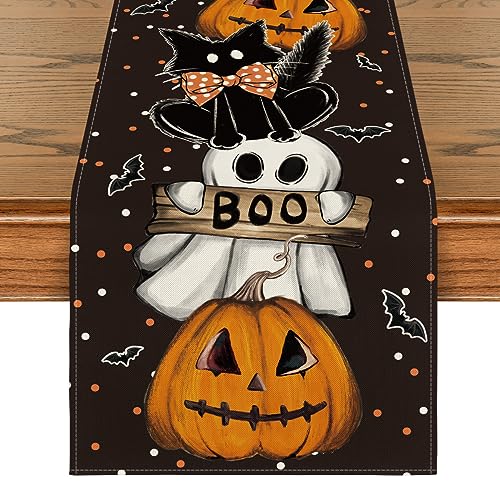 13x72 Inch Halloween Table Runner - Black Polyester Home Party Decor