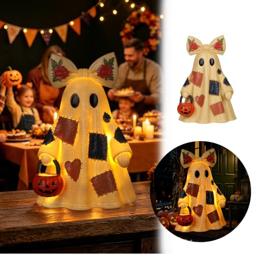 Lighted Ghost Halloween Table Lamp - Indoor Spooky Night Light with Remote
