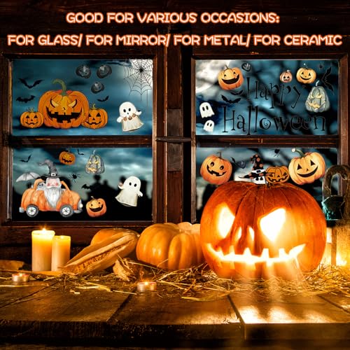 Halloween Window Clings Set - 8 Sheets Spooky Static Stickers for Glass - Multi8 / 8Multi