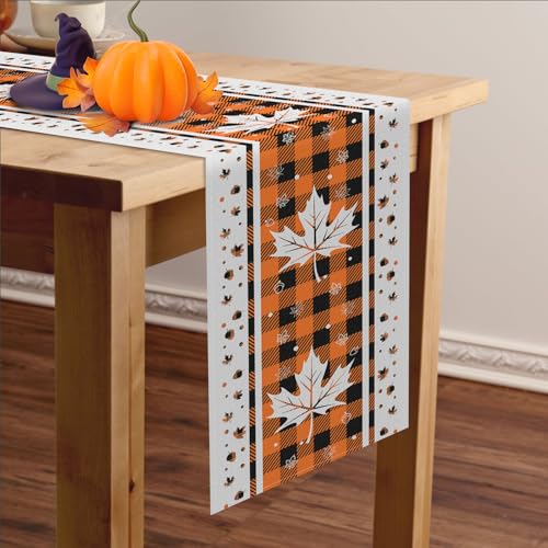 Maple Leaves Fall Table Runner 13 x 108 Inch Autumn Thanksgiving Decor - Farmhouse Style