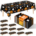 Halloween Tablecloth Set - 10 Pack Pumpkin Ghost Disposable Plastic Table Covers 54x108 Inches - Variation: Pumpkin Ghost