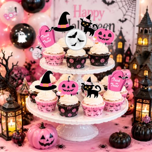 Pink Halloween Birthday Decorations Party Supplies Kit - Ghost & Pumpkin Theme