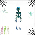Poseable Skeleton Fridge Magnet - 3D Printed Green Skeletons in Multiple Poses, 7 Inch - Magnetic Halloween Décor