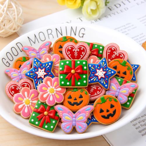 MINO ANT 6-Pack Silver Flower Star Heart Circle Square Butterfly Cookie Cutters Set