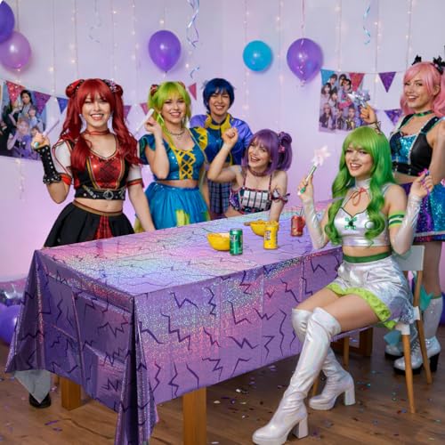 Kpop Purple Iridescent Plastic Tablecloth 54x108 Inch - 3 Pack - Disposabie Party Cover (Kpop Light Purple)
