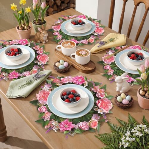 Artificial Wildflower Placemat Set - 9.4 Inch Tropical Table Decor