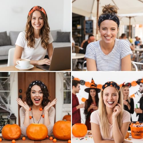 Halloween Headband-C 4 Pack Skull Ghost Pumpkin Hairbands for Women & Girls