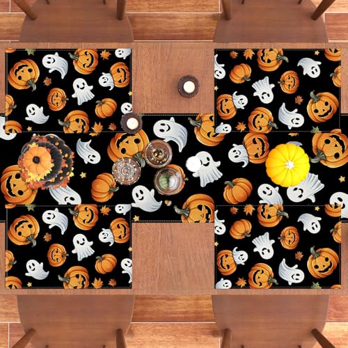 Halloween Placemats Set of 4 - Pumpkin Table Decor, 12 x 18 Inches - Variation of THIS listing
