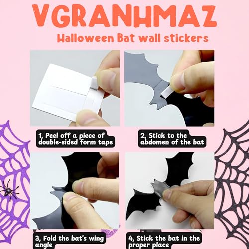 120Pcs Halloween Bat Wall Stickers for Indoor Outdoor Party Decorations