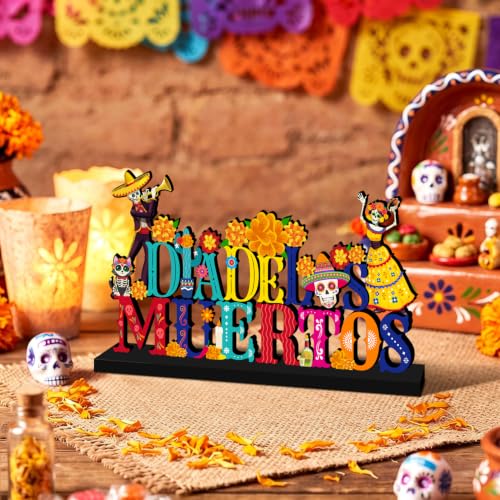 Dia De Los Muertos Wooden Table Sign - Colorful Day of the Dead Decor