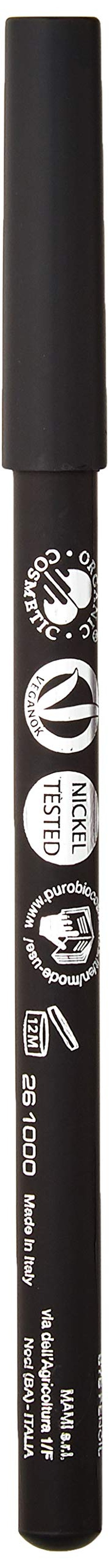 PuroBIO Certified ORGANIC High-pigmented and Long-Lasting Extra Black Eyeliner. Made with Coconut, Jojoba, Avocado, Baobab Oil, Vitamin E. ORGANIC.VEGAN. CRUELTY-FREE.NICKEL TESTED, MADE IN ITALY