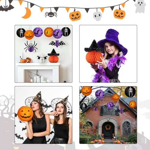 Halloween Paper Lanterns Decorations Set - Ghost, Pumpkin, Bat, Spider, Skeleton, Witch
