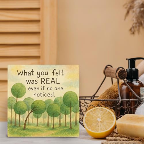 Tree Motivational Wooden Sign - Positive Affirmations Self-Love Decor, 5x5 Inch
