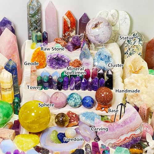 6lb Natural Crystal Box - Polished Spheres, Towers & Heart Shapes for Home Decor & Gifts