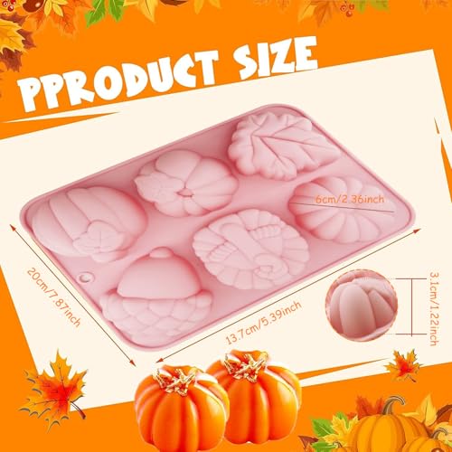 Pumpkin Mold - 6 Cavity Fall Silicone Mold for Halloween Thanksgiving Decor