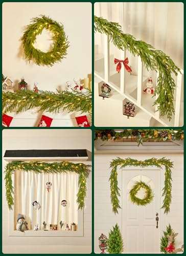 6Ft Prelit Christmas Garland with Lights - Norfolk Pine, 2 Pack, Battery Operated Variation