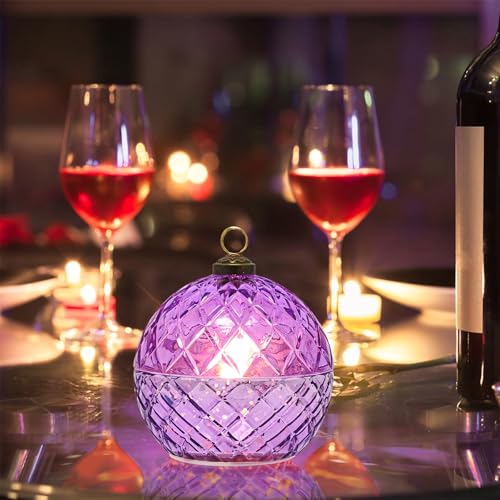 Purple Flameless LED Candles - Battery Operated Flickering Jar Lights for Holiday & Home Decor