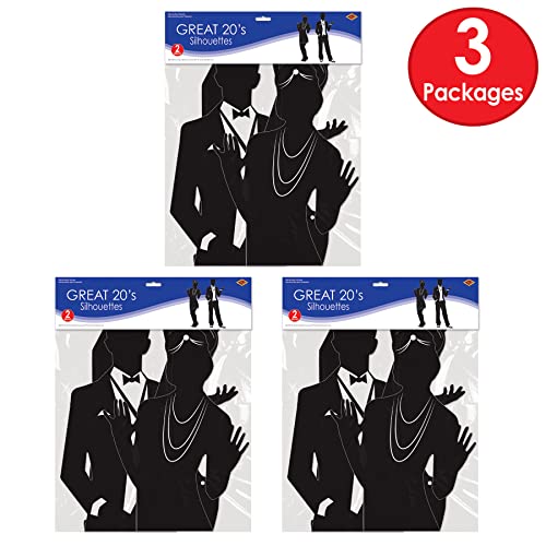 Great 20's Silhouettes Party Decorations - 6-Pack Roaring 20's Cutouts for Gatsby Theme