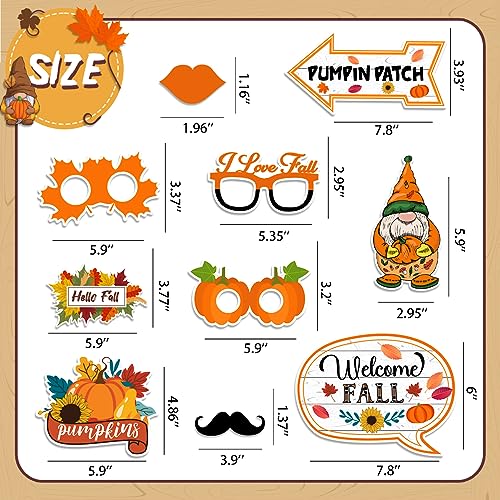 Fall Gnome Photo Booth Props Set with Pumpkin and Autumn Decorations