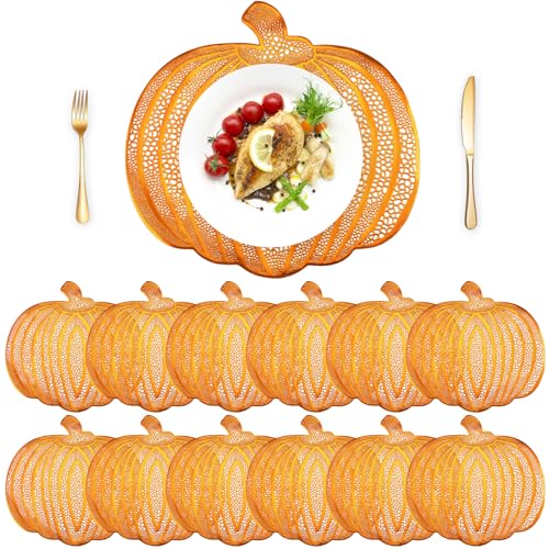 Thanksgiving Pumpkin Placemats Vinyl Metallic Bronze - Set of 12