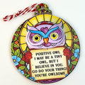 Positive Owl Encouragement Ornament - Mini Halloween Tree Decoration - Owl Variation