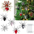 Crystal Christmas Spider Ornaments Set - Holiday & Halloween Decorations