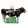 Black Dairy Cow Christmas Ornament - Handcrafted Glass Holiday Decor