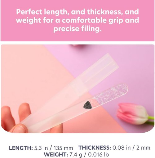 Bona Fide Beauty Czech Glass Nail File - Floral Design with Gift Box & Travel Hardcase Included