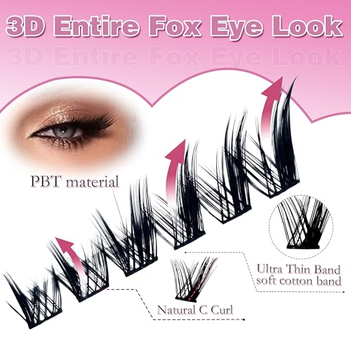 Fox Eye Lash Clusters with Bottom Lashes - 158 PCS, Curly & Wispy, Left & Right Set - Variation 02-Fox Eye