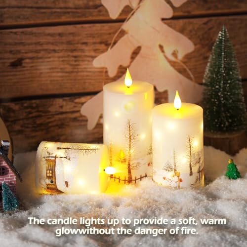 White Flameless Candles with Remote Control - Christmas LED Candle Set of 3
