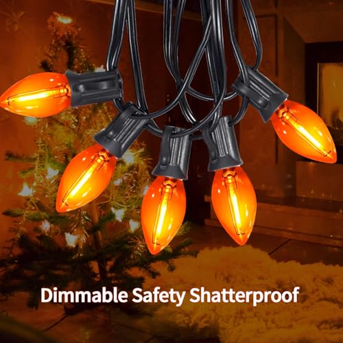 25FT Orange LED Halloween String Lights Waterproof Outdoor - Connectable