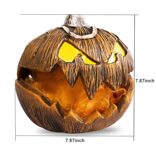 Halloween Animatronic Pumpkin Decoration with LED Eyes and Surprising Pop-Up Mouth - Outdoor & Indoor Spooky Yard Light
