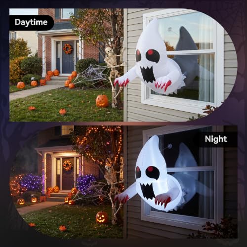 Halloween Inflatable Ghost Window Decoration - 3.5FT Spooky Outdoor & Indoor Scene, Glow LED, Suction Mount Variation of Ghost Window Decoration