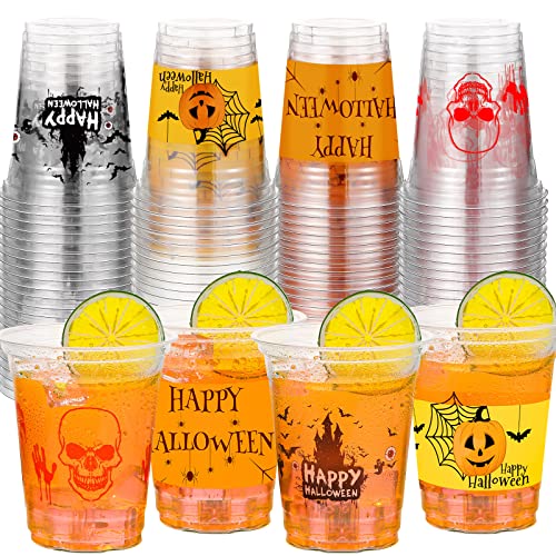 Halloween Clear Plastic Cups 100 Count - Disposable Party Drinkware