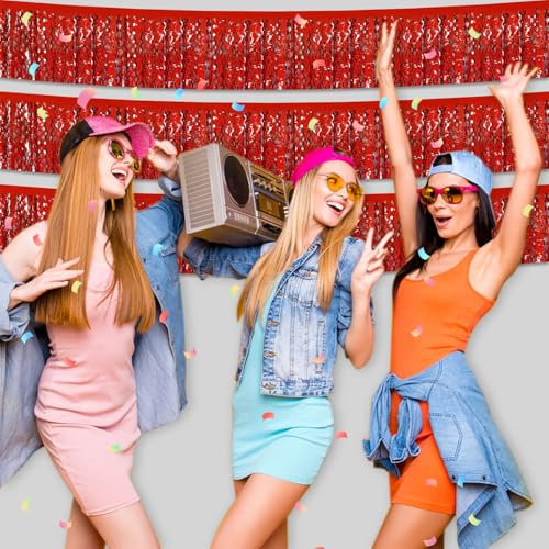 Red B Foil Fringe Garland 10ft Party Streamer Banner for Parades & Events
