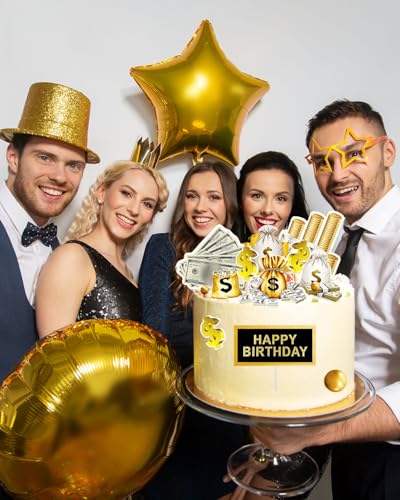 10PCS Money Theme Cake Toppers Dollar Bill Sign Party Decorations