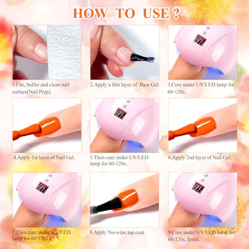 Orange Gel Nail Polish Set - 8 Fall Colors for Halloween Nails, Long-Lasting Soak Off Manicure, Home Gift