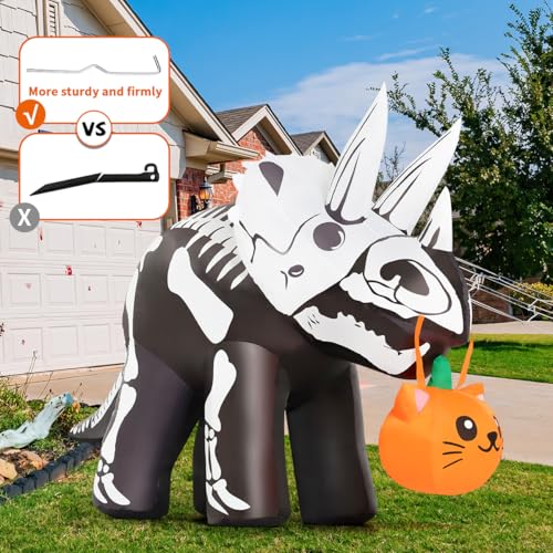 6.5 Ft Halloween Inflatable Dinosaur with LED Lights Outdoor Yard Decor