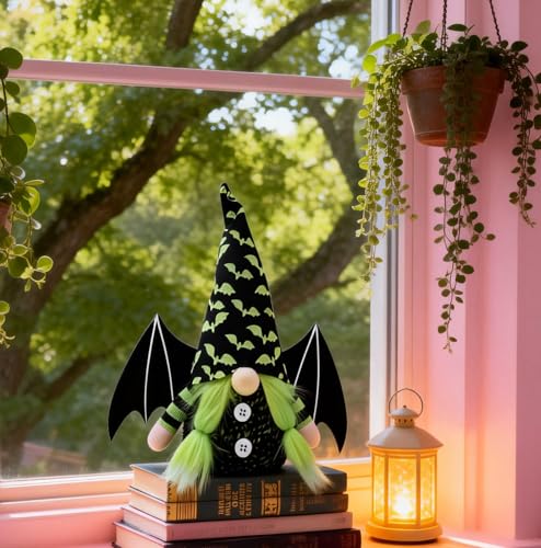 Green Halloween Bat Gnome Plush Decor for Tier Tray, Home & Holiday