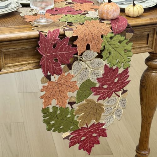 KEVA Fall Maple Leaves Table Runner 13x72in for Thanksgiving Autumn Decor