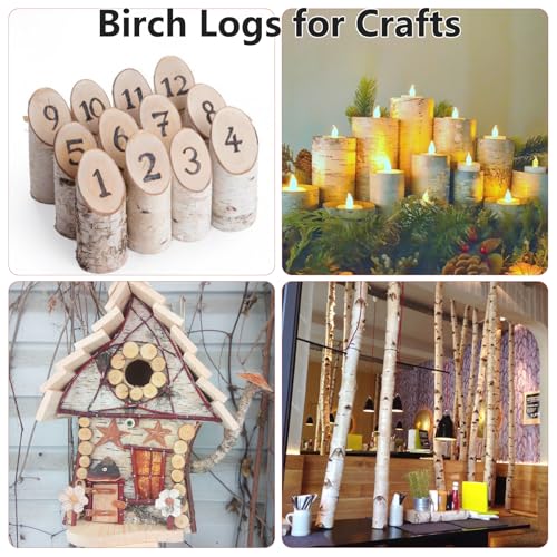 Natural Birch Firewood Logs Set for Fireplace and Rustic Decor - 8 Pack