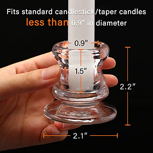 Clear Glass Candlestick Holders Bulk - 12pcs Taper Candle Holders for Wedding & Party Centerpieces