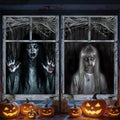 Halloween Window Curtain Cover Set - Scary Bloody Ghost Haunted House Decor