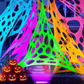 Glow in The Dark Halloween Spider Web 1500 Sq Ft with Black Light & Stakes - 5 Colors
