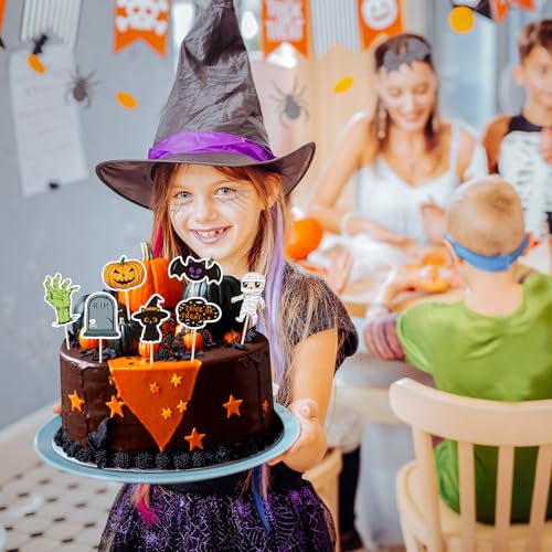 Halloween Cupcake Toppers 70 pcs Spooky Haunted House Fruit Cake Decorations - Variation: Halloween