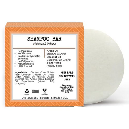 Bar Shampoo - Clean Non-Toxic Formula for Moisture & Volume | Argan Oil & Ylang Ylang | Travel Size - 1 Pack